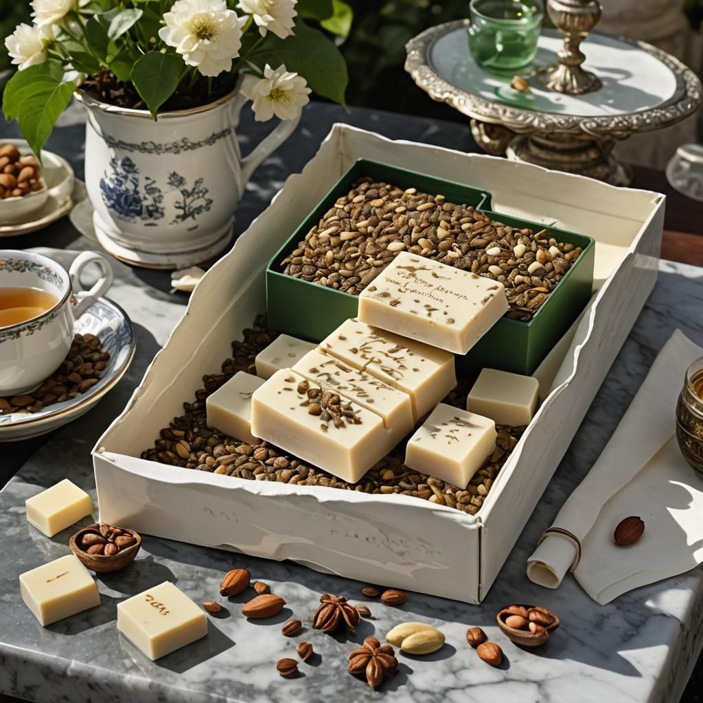 White Chocolate Soap and Tea Seeds Still Life