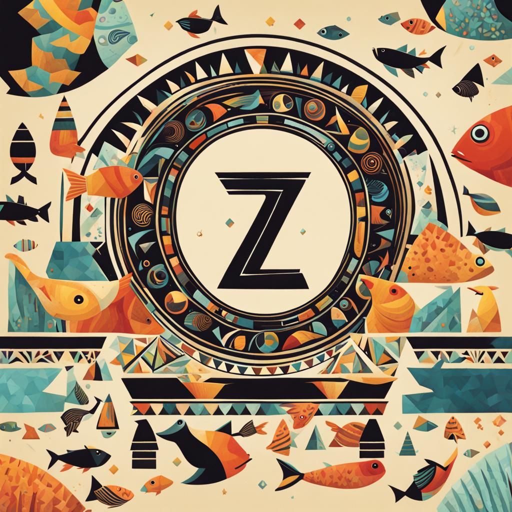 Egyptian Geometric Cartoon of Letter Z
