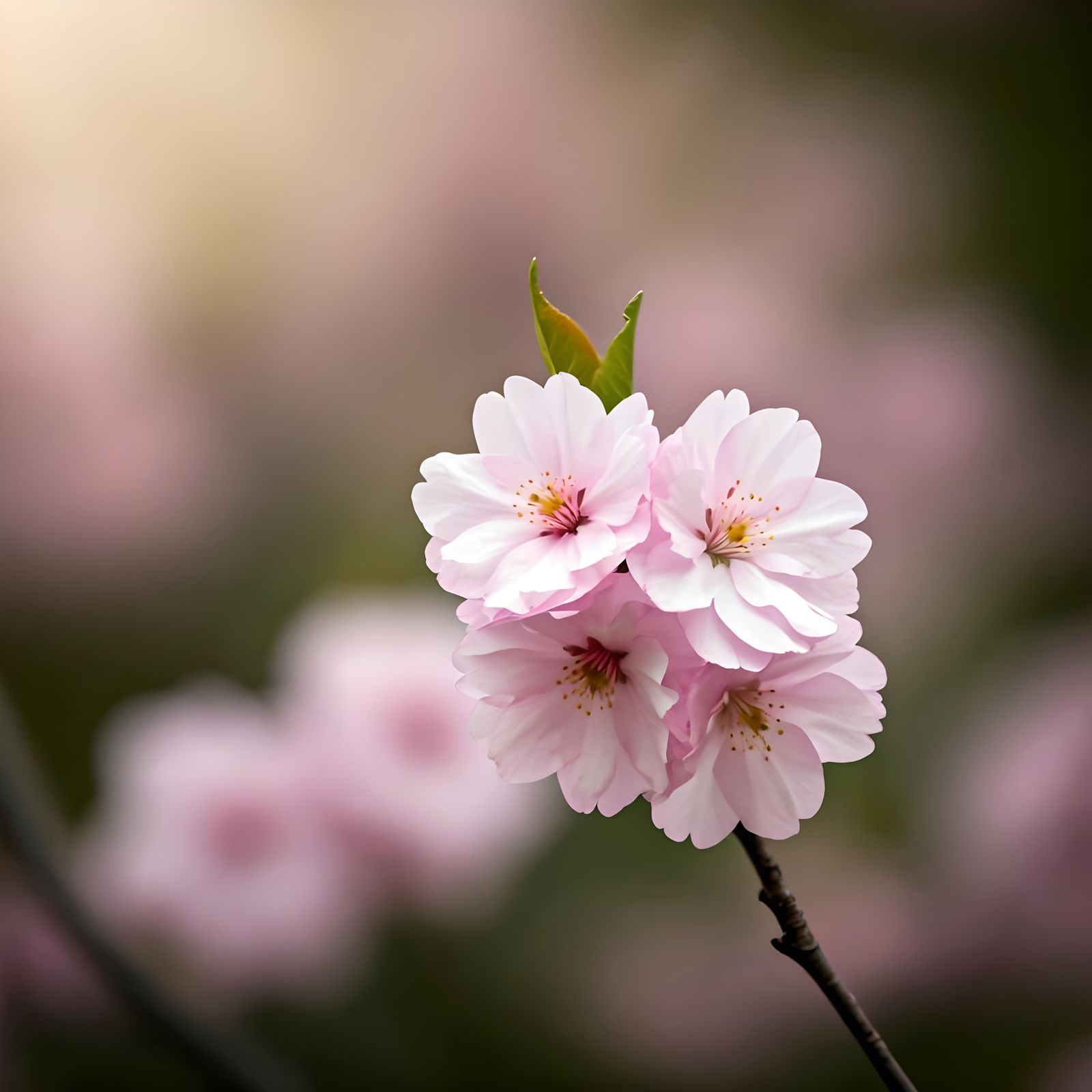 High-Resolution Close-Up of Pink Cherry Blossoms
