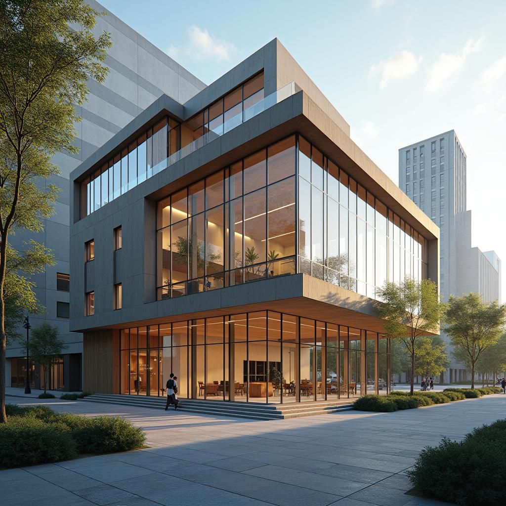 Modern Health Center in Cityscape, Photorealistic Style