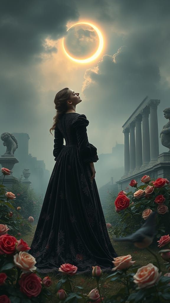 Ethereal Renaissance Beauty Amidst Ancient Ruins