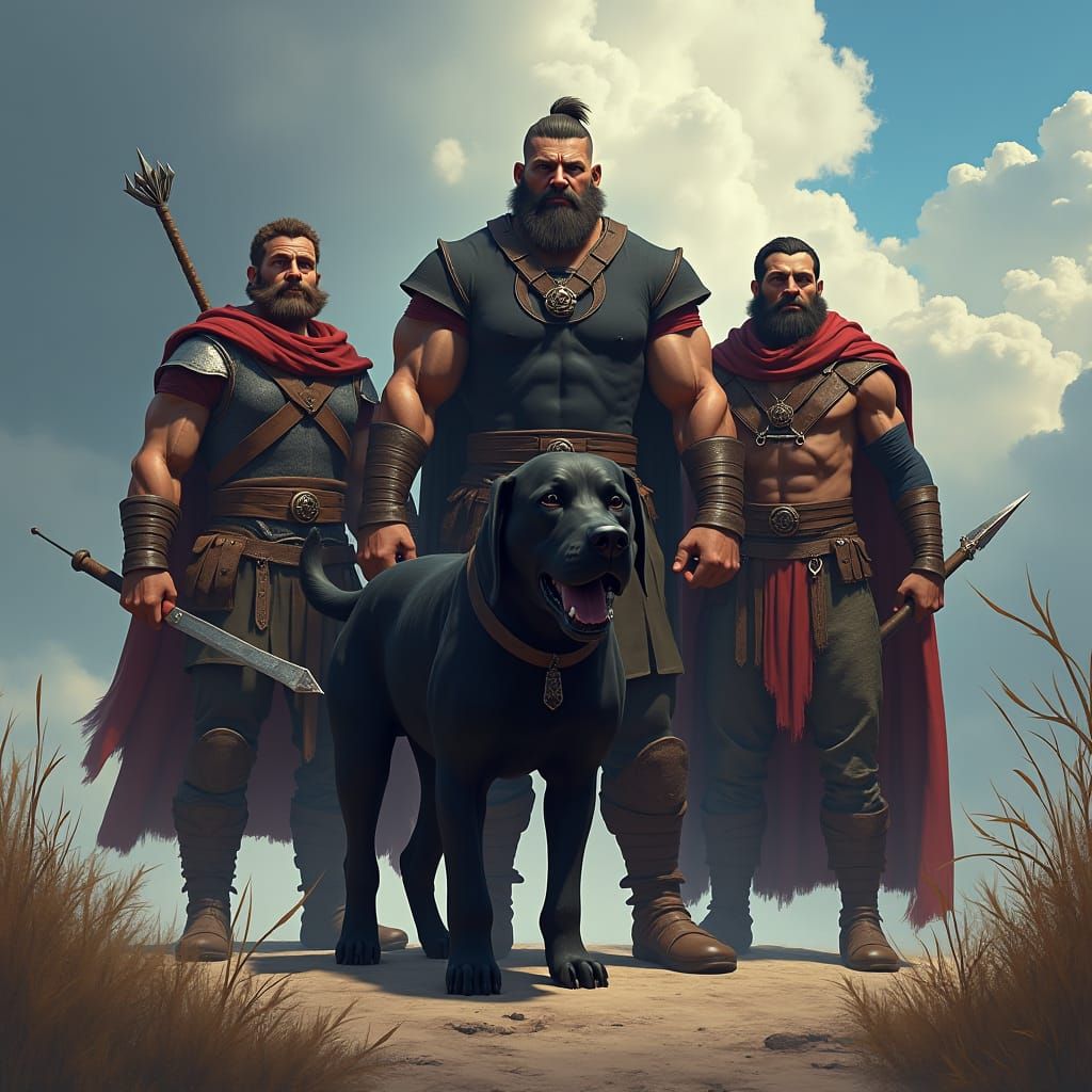 Fantasy Heroes with Hammer, Arrow and Black Magic