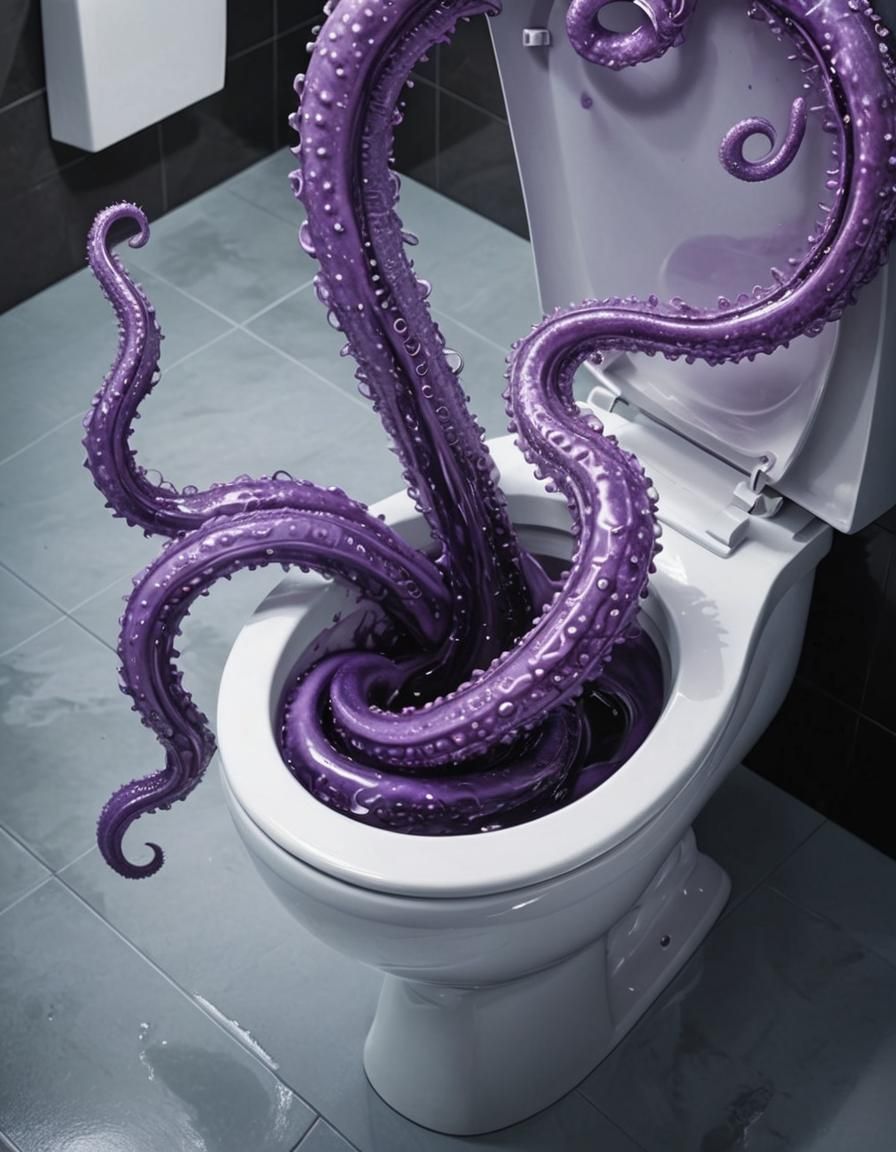 Horror Toilet with Alien Tentacles: Comic Book Art