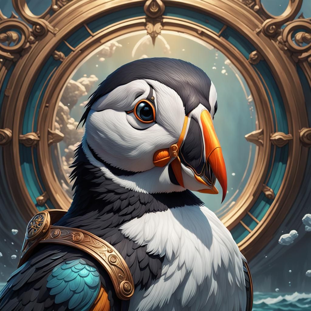 Padre the puffin head and shoulders portrait, 8k resolution ...