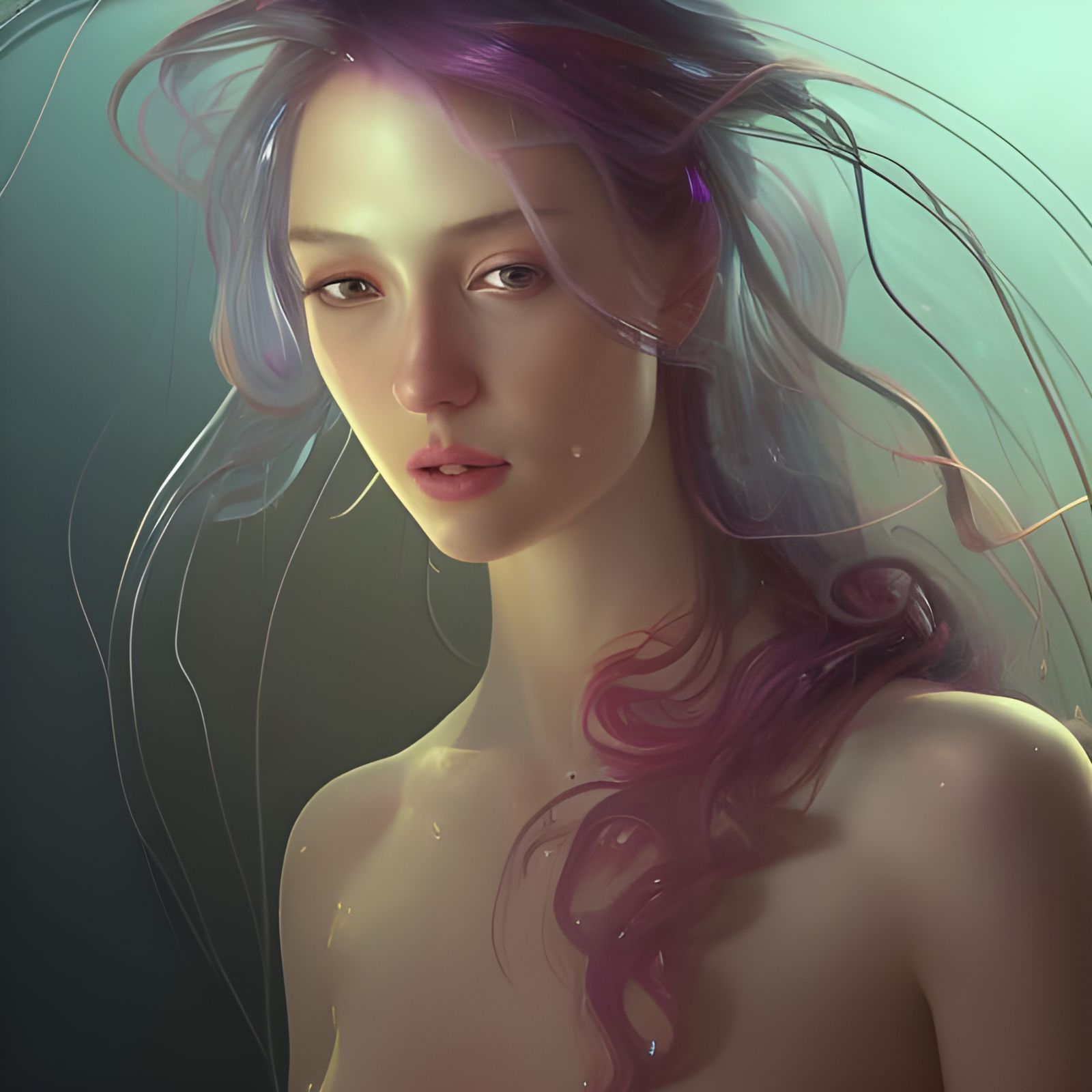 Jellyfish Woman Portrait in Hyperdetailed Style