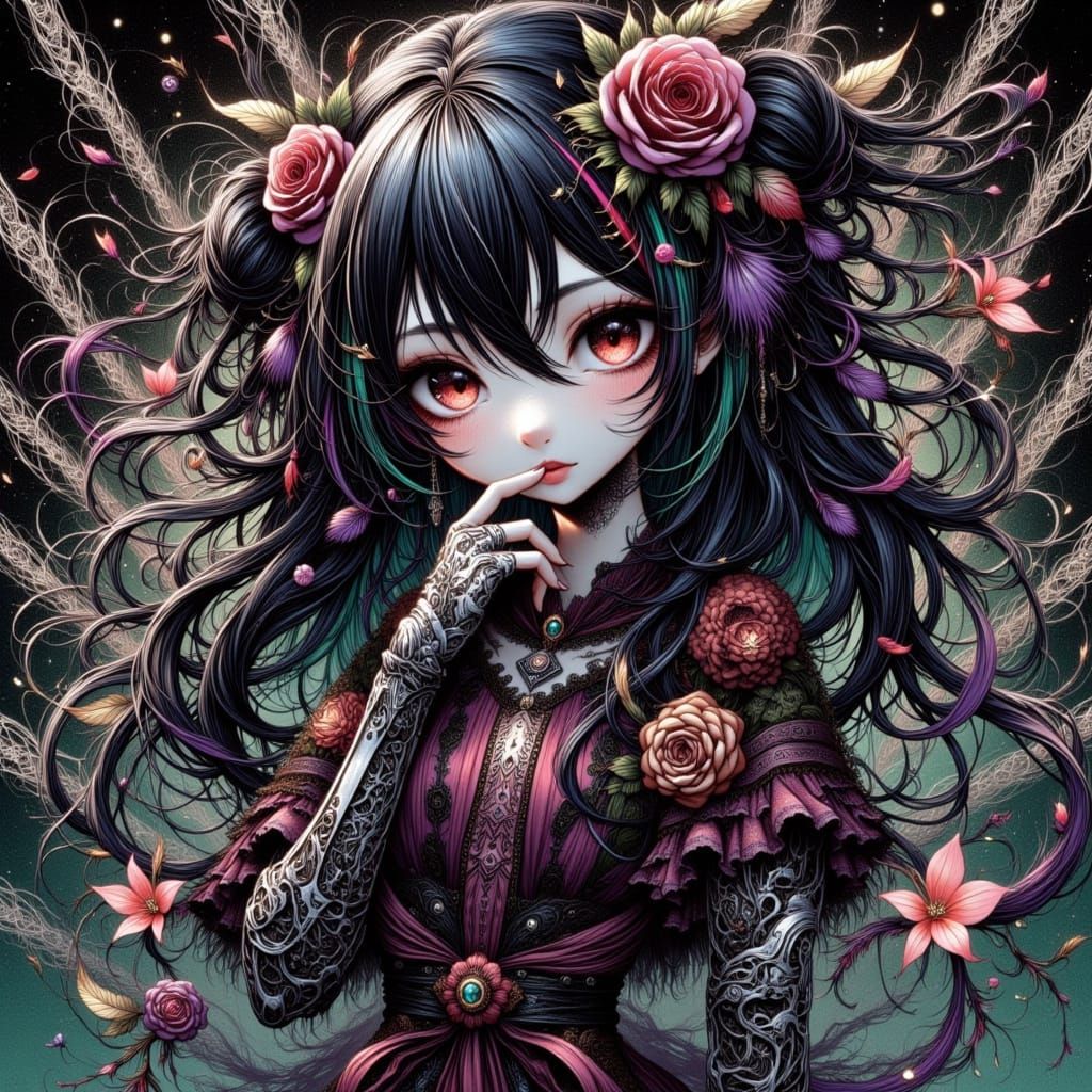 Adorable Girl With Bio-Mecha Enhancements in Dark Sci-Fi