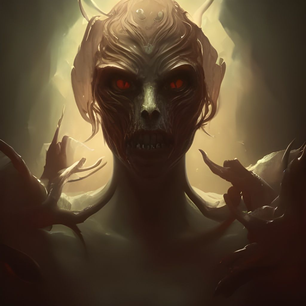 Eldritch Demonic Ghost Portrait in Hyperdetailed Style