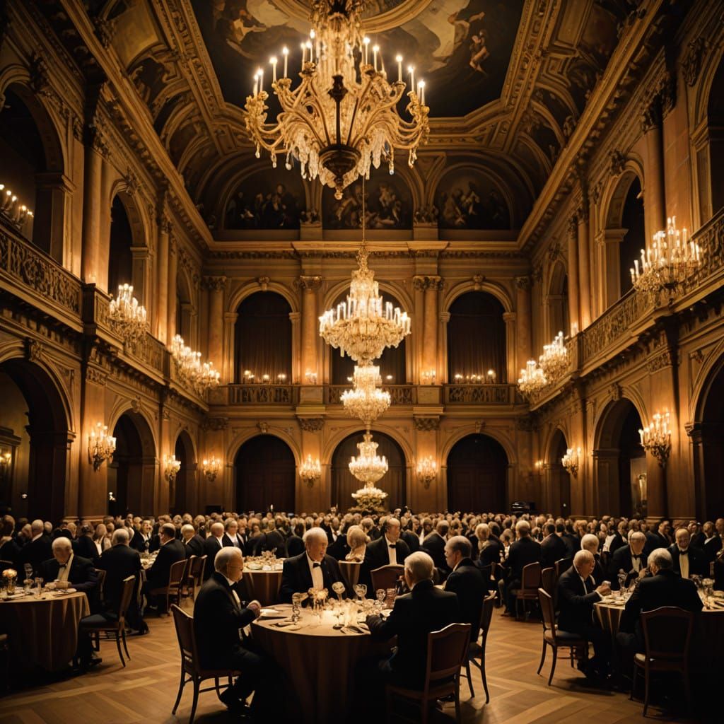 Elegant Grand Orchestra in a Lavish Concert Hall