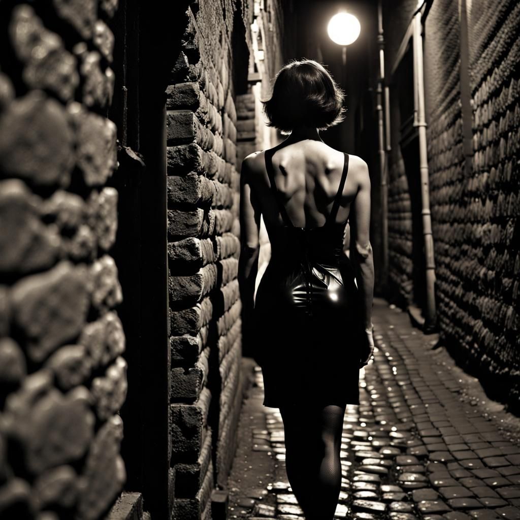 Alluring Woman in Urban Nightscape