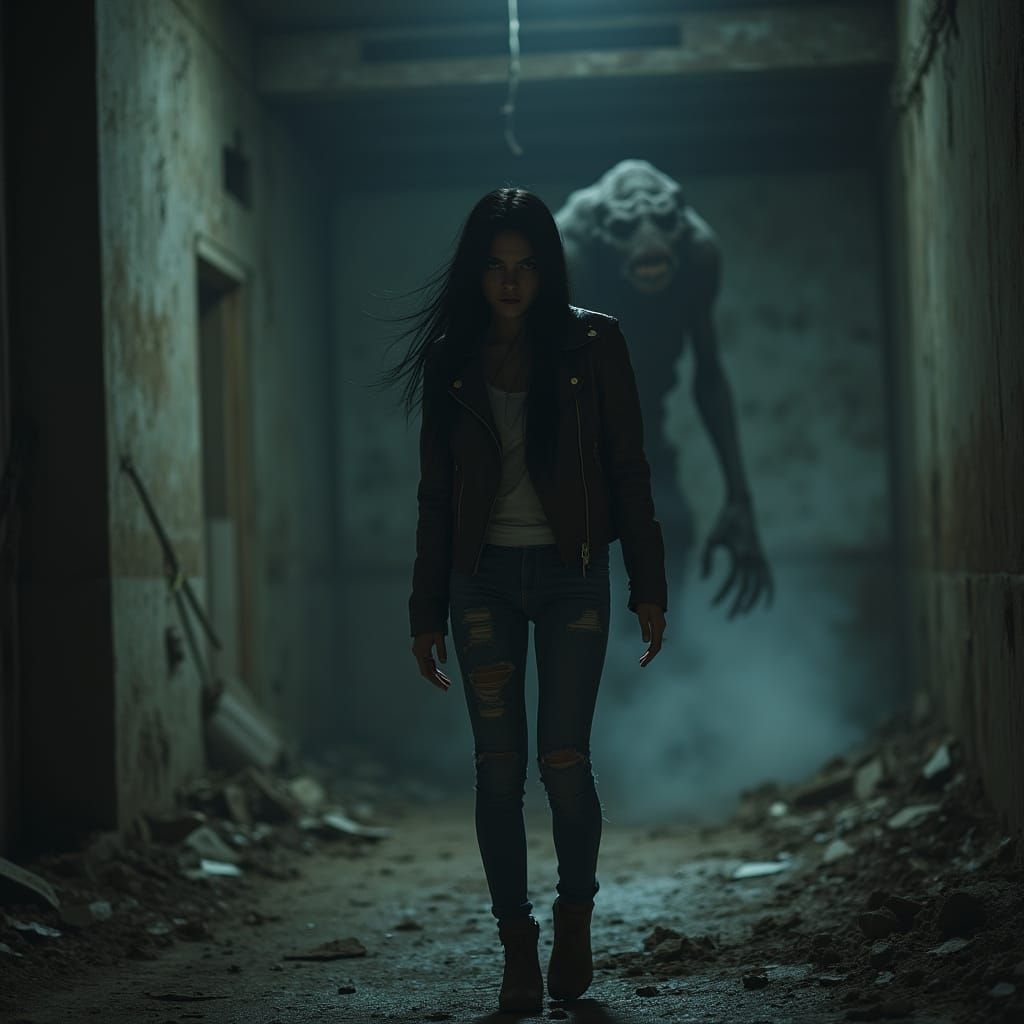 Woman Screaming in Ransacked Warehouse