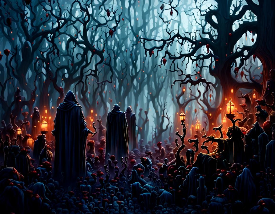 Shadowy Figures Enveloped in Fog, Matte Painting