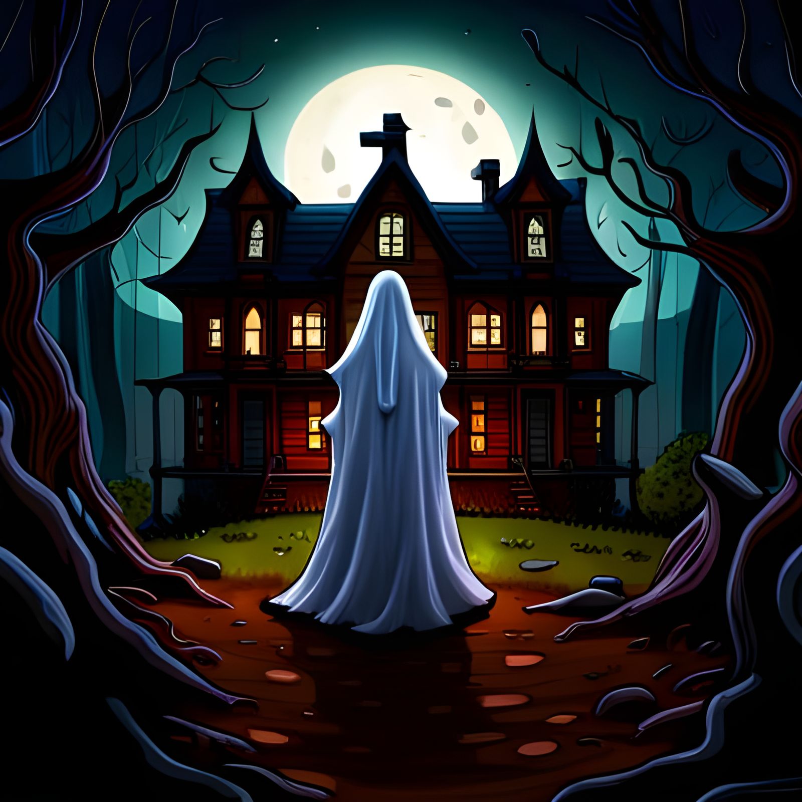 haunted house and ghost