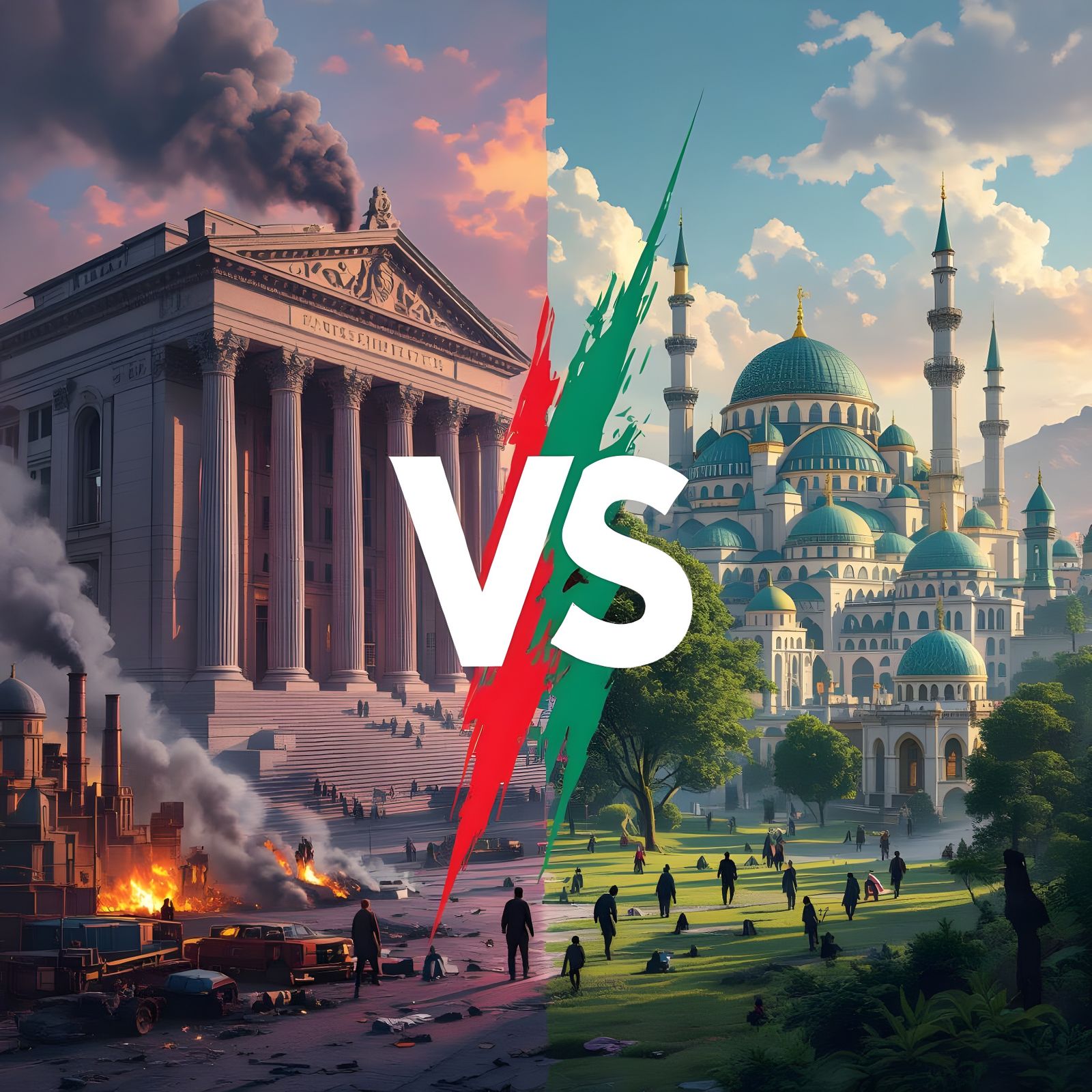 Capitalism Versus Islam: A Matte Painting Metropolis