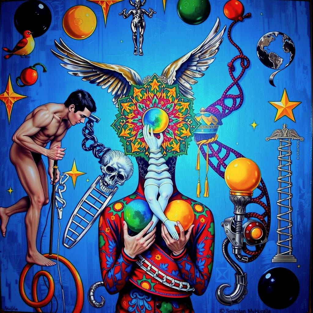 Hyperrealistic Sculpture Reflecting Life and Infinity