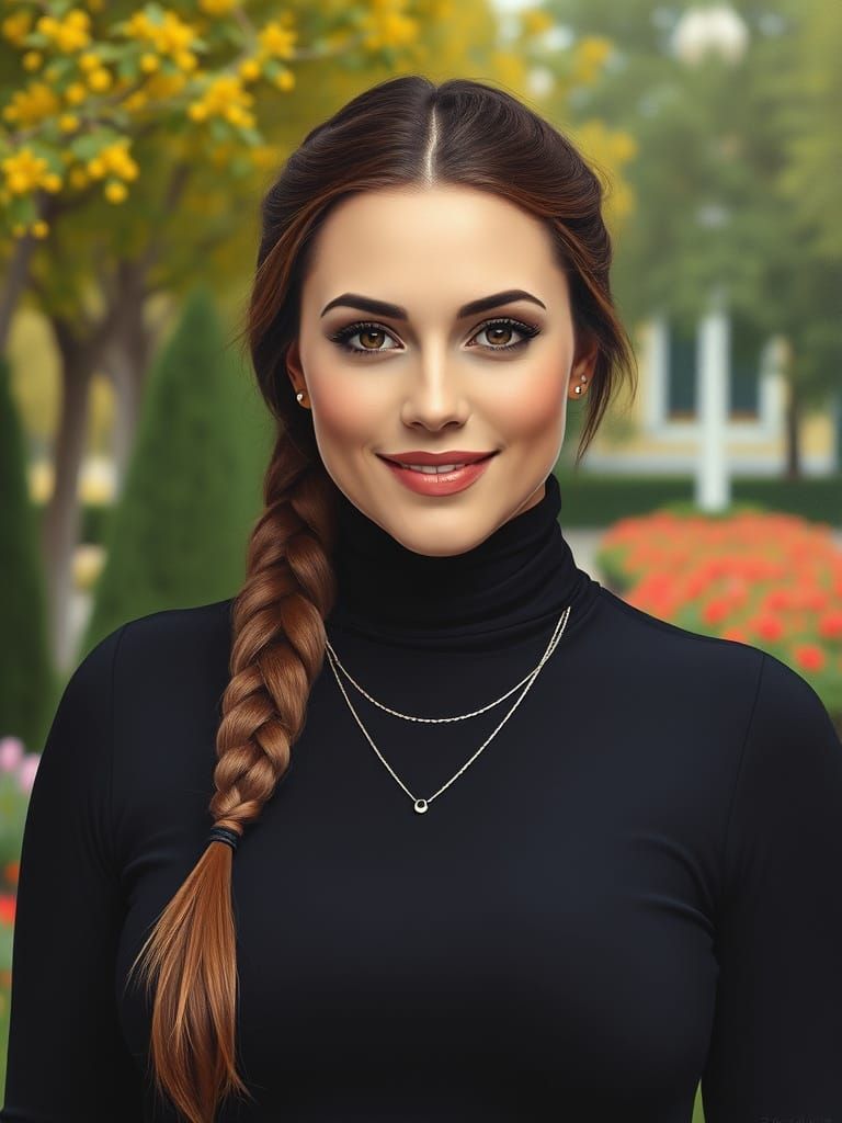 Minimalist Portrait of Brunette in Garden Park