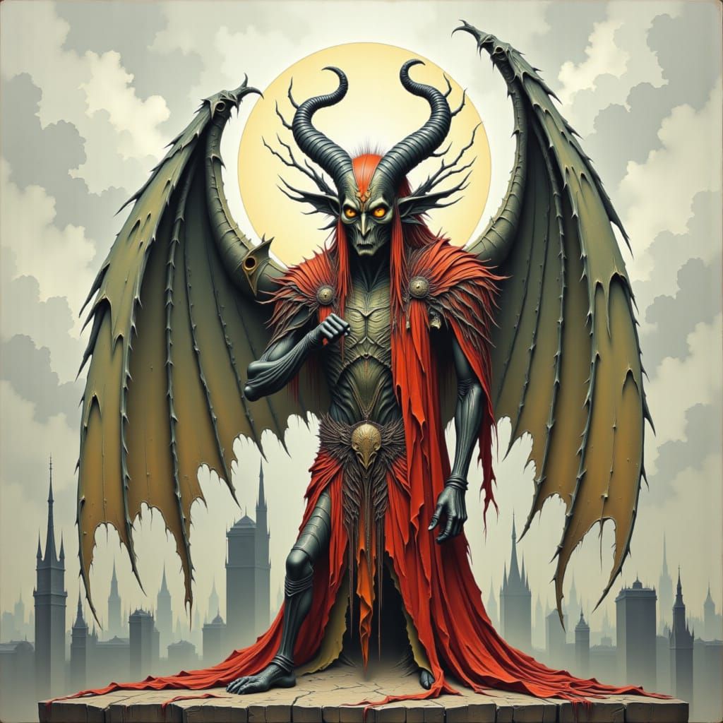 Gargoyle Statue in Dramatic Lighting