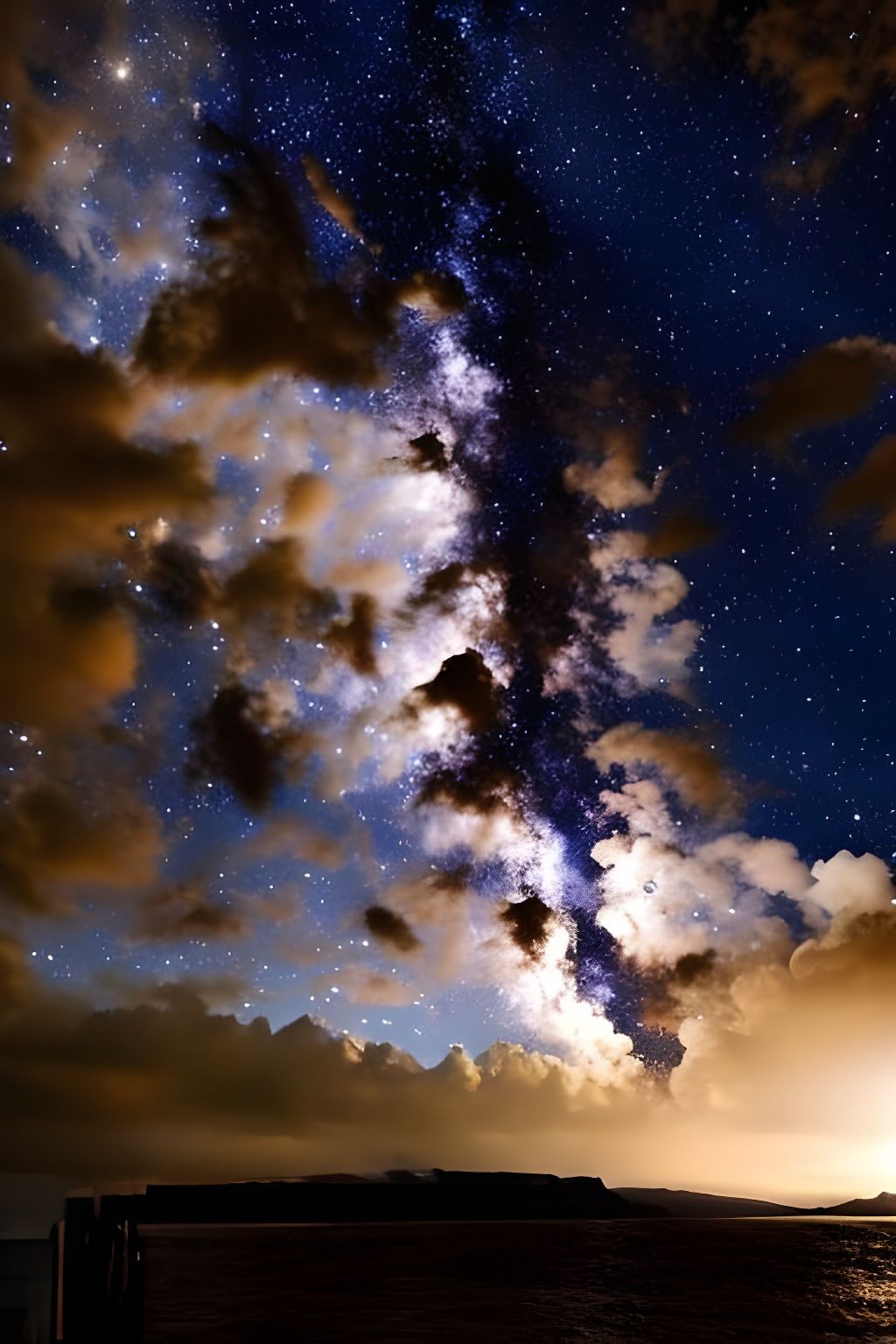 Girl's Selfie with Starry Mosaic Sky