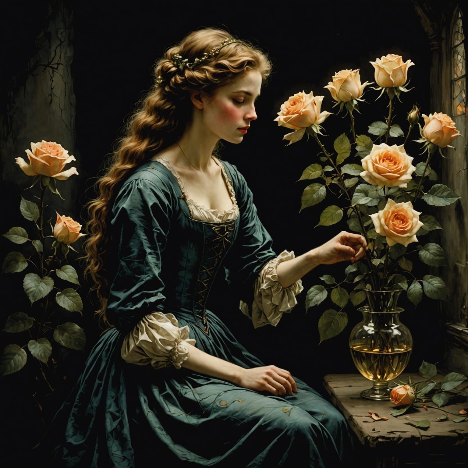 Glowing Roses in Whimsical Fairytale Style