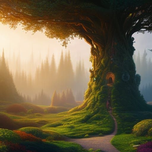 Magical Faraway Tree with Fantastical Creatures