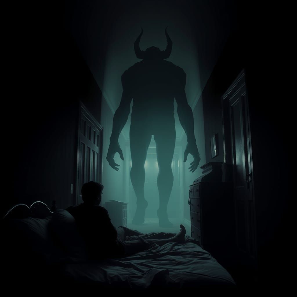 Terrifying Ghostly Figure in Dark Hallway