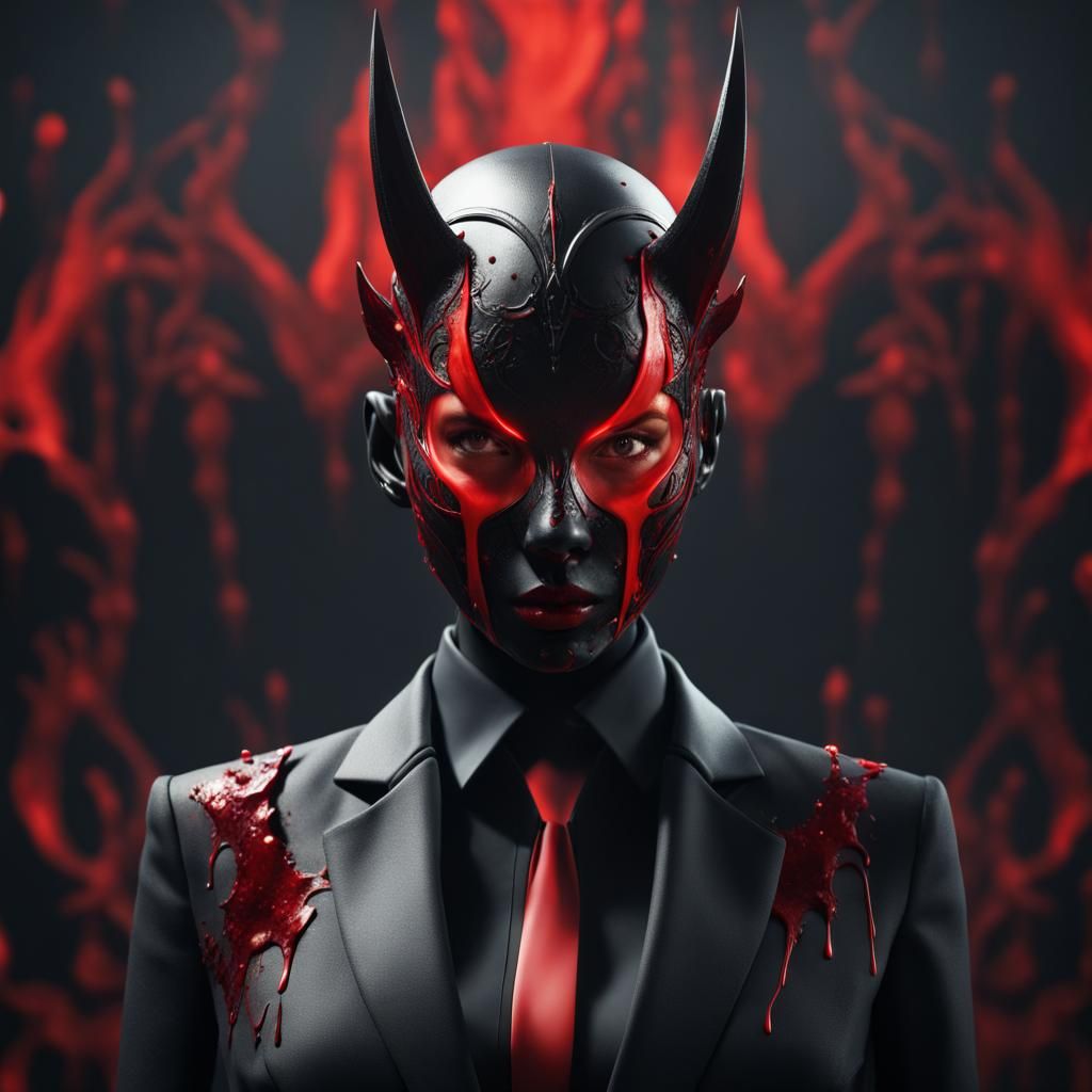 Psycho Satanic Masked Woman in Black Suit