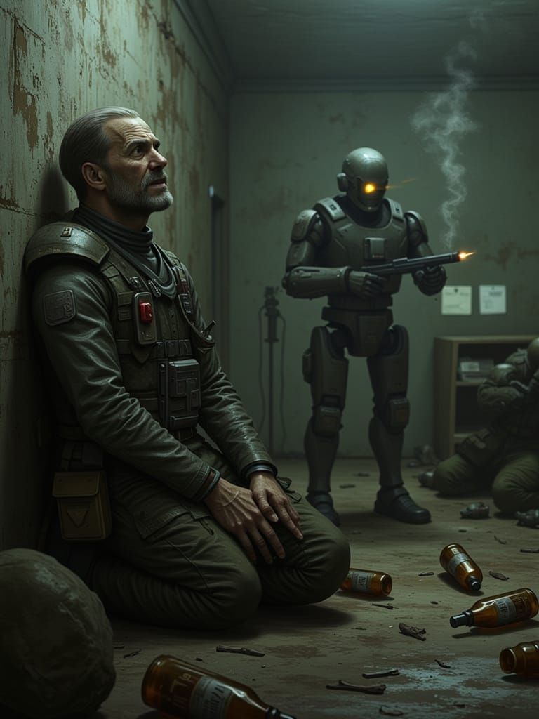 Gritty Space Mercenary Portrait in Cyberpunk Style