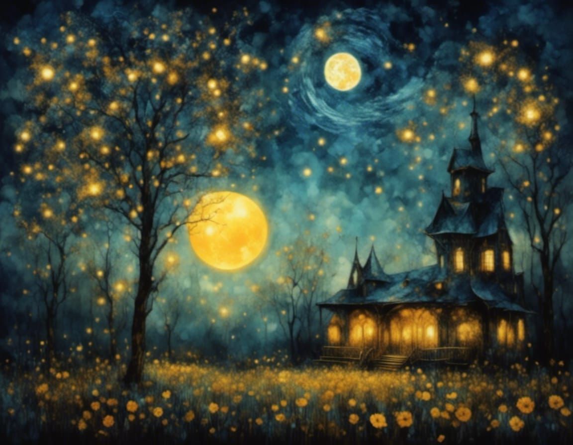 Moonlit Carnival Dreamscape in Sin City Style