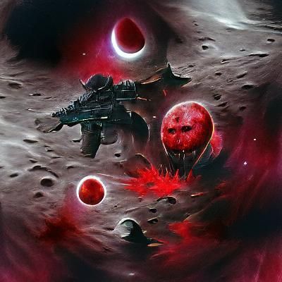 Dramatic Demonic Moon in Gothic Fantasy Style
