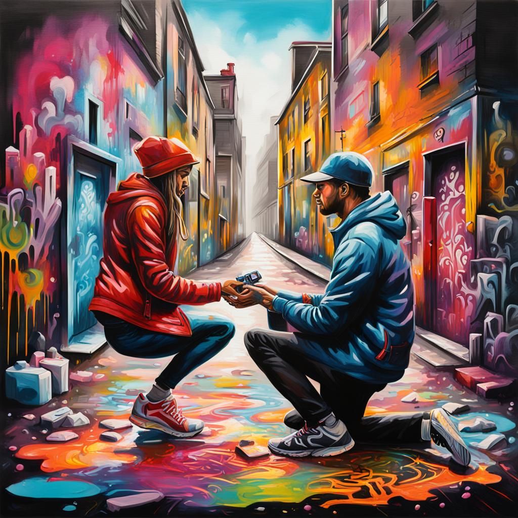 Ideal Marriage Proposal in Graffiti Splash Art