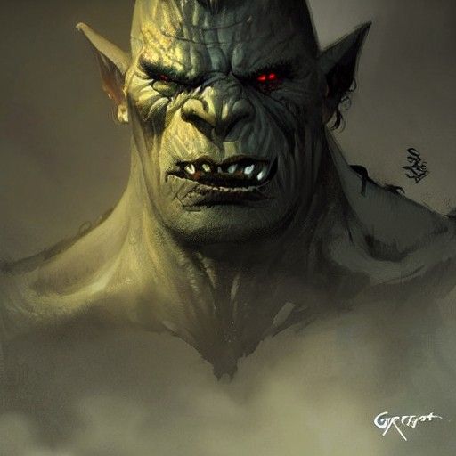 Sinister Orc in Dark Fantasy Style