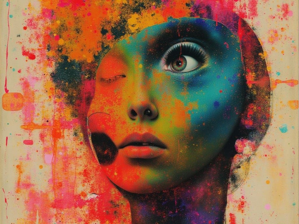 Surreal Collage with Gesso Brushstrokes