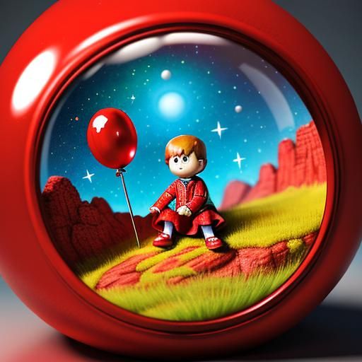 Whimsical Creature in Shiny Orb: 3D Render