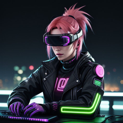 Cyberpunk Chic in Neon Noir Aesthetic