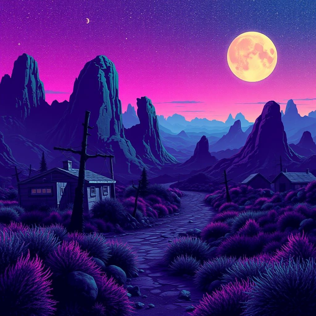 Eldritch Post-Apocalyptic Landscape in 8-bit Style