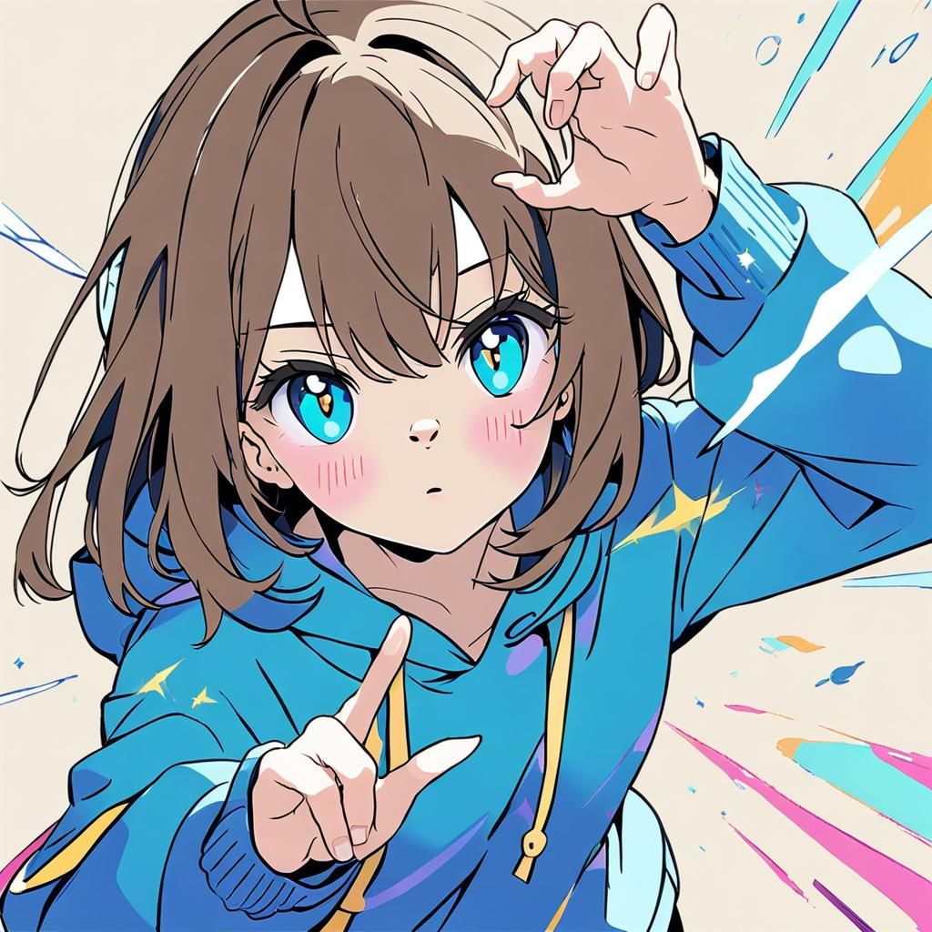 Anime Girl with Aqua Eyes and Brown Hair