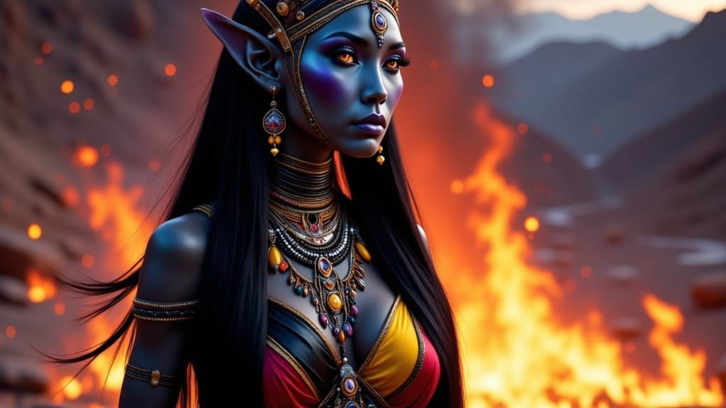 Alien Shaman Leads Triadic Fire Dance Ceremony