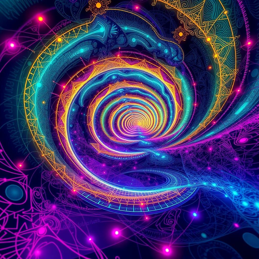 Glowing Pathways with Abstract Fractal Patterns in UHD