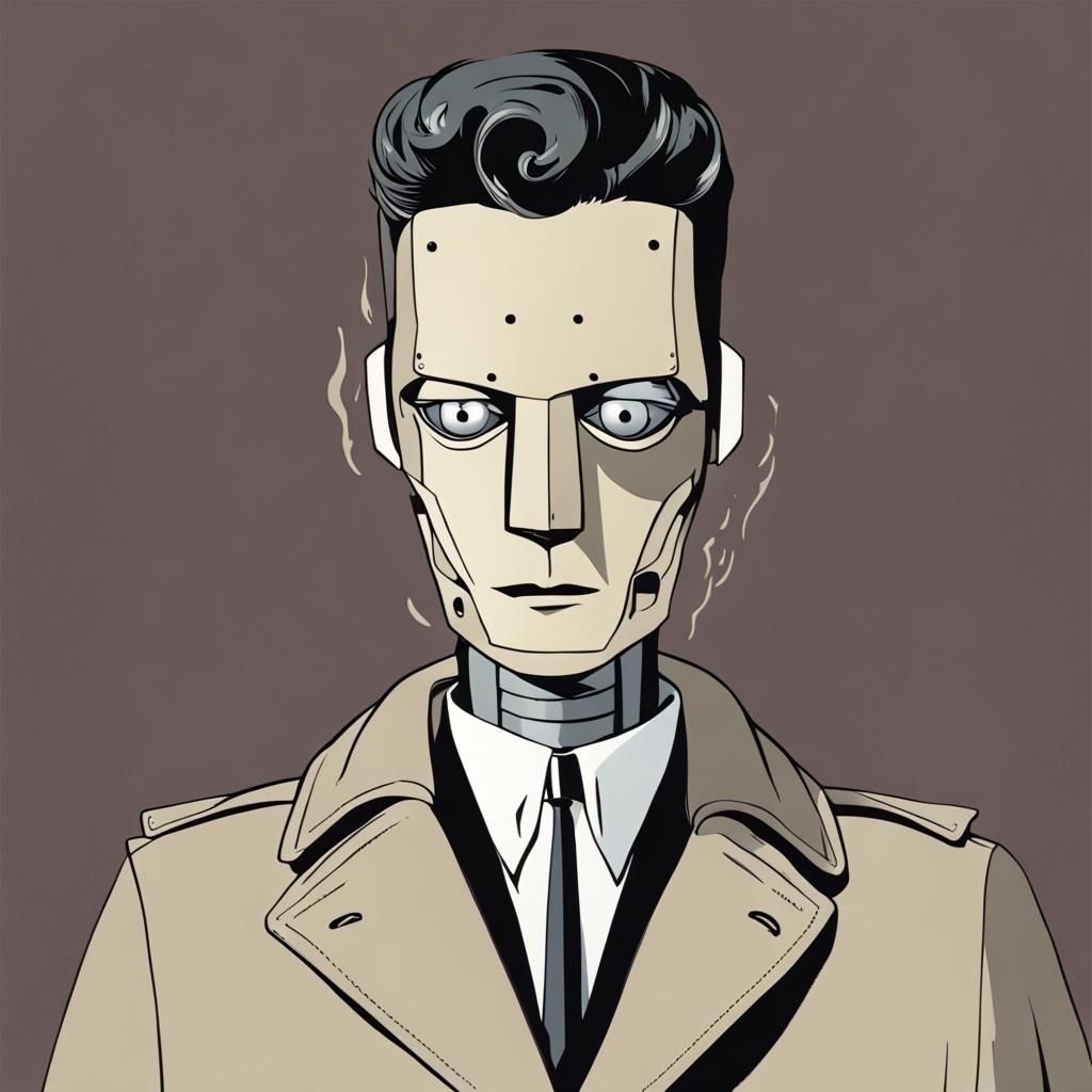 Robotic Dale Cooper in Silver Trench Coat