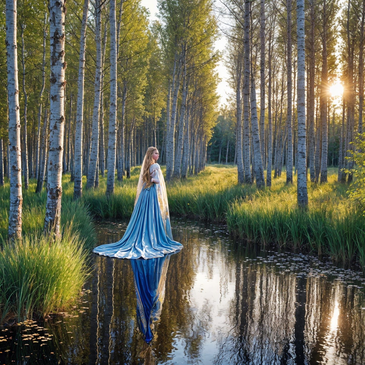 Tsarina Evdokija with Blonde Braids and Golden Headdress