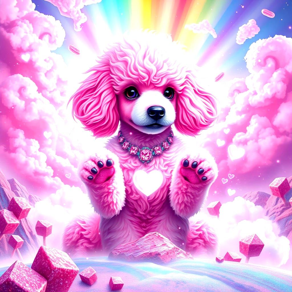Lisa Frank Style Pink Poodle Magic