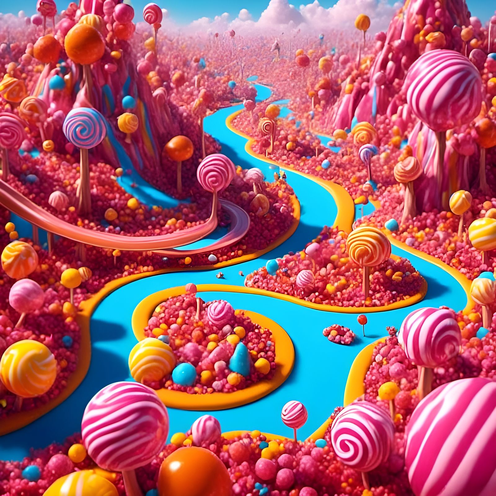 Vibrant Candy-Filled Landscape Inspired by Candyland