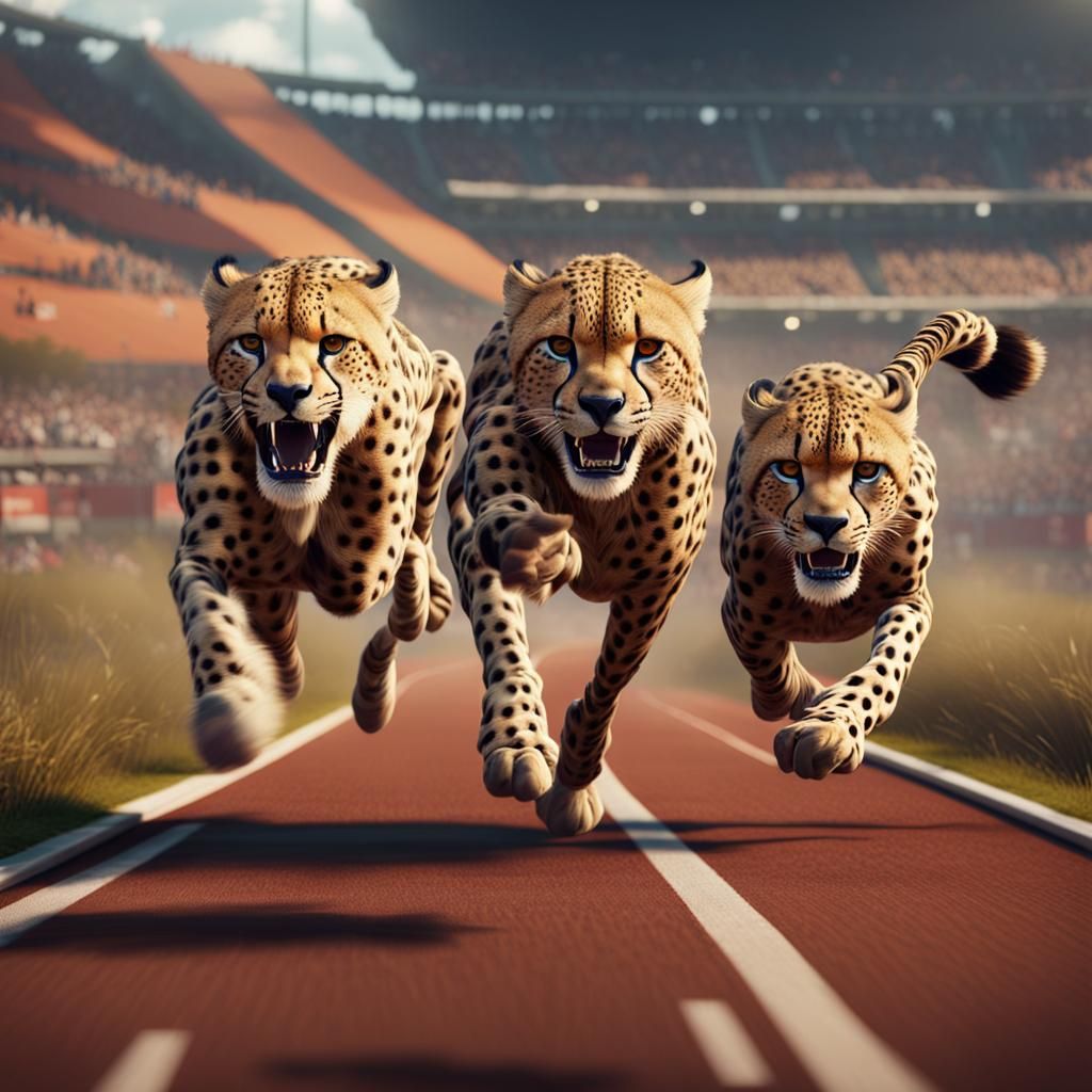 Cheetahs Race: Detailed Matte Painting in 8K