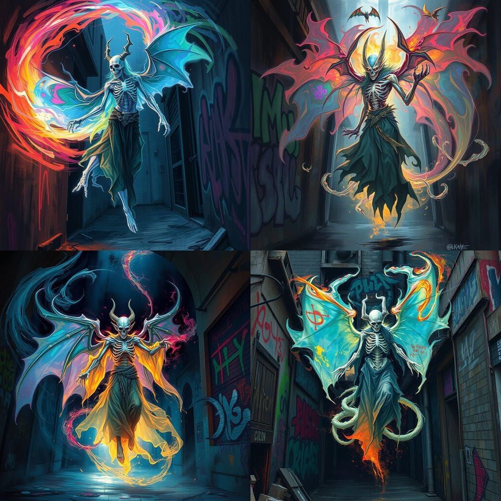 Revenant Dragonborn Priest in Vibrant Graffiti Spirit Form