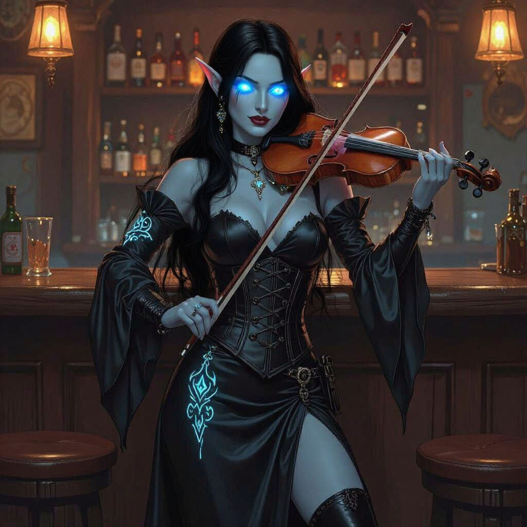 Drow Bard with Arcane Markings