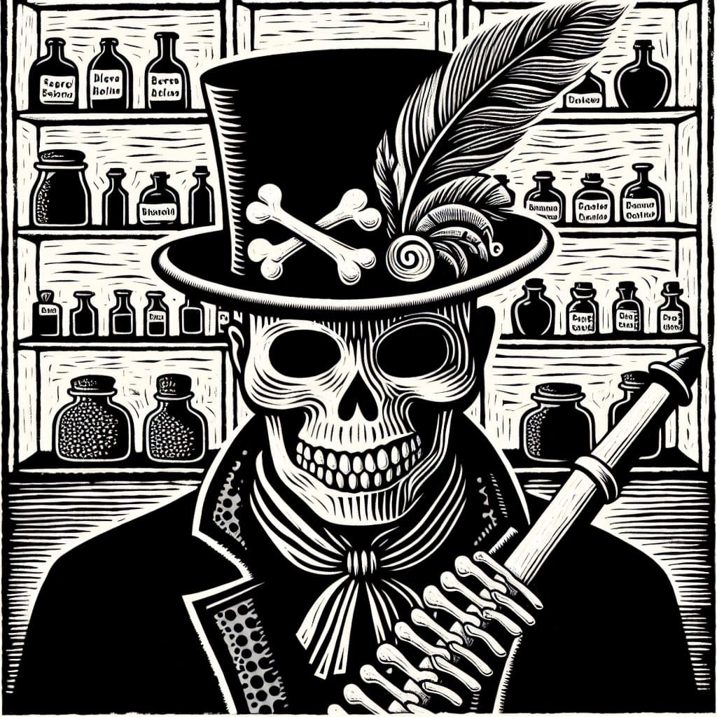 Frank Zappa as Baron Samedi. Voodoo Priest, black velvet top...