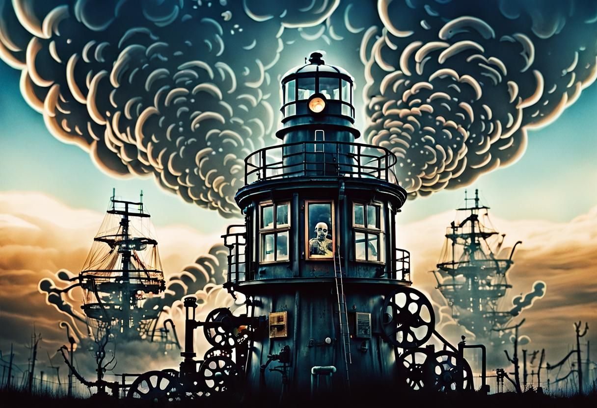 Steampunk Cosmos: Double Exposure of Worries