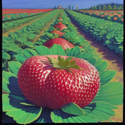 Fluorescent Hedgehog in Strawberry Field, Expressionist Colo...