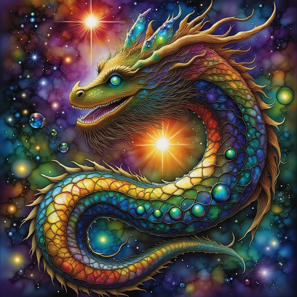 Ancient Dragon Coiled Around Cosmic Nebula