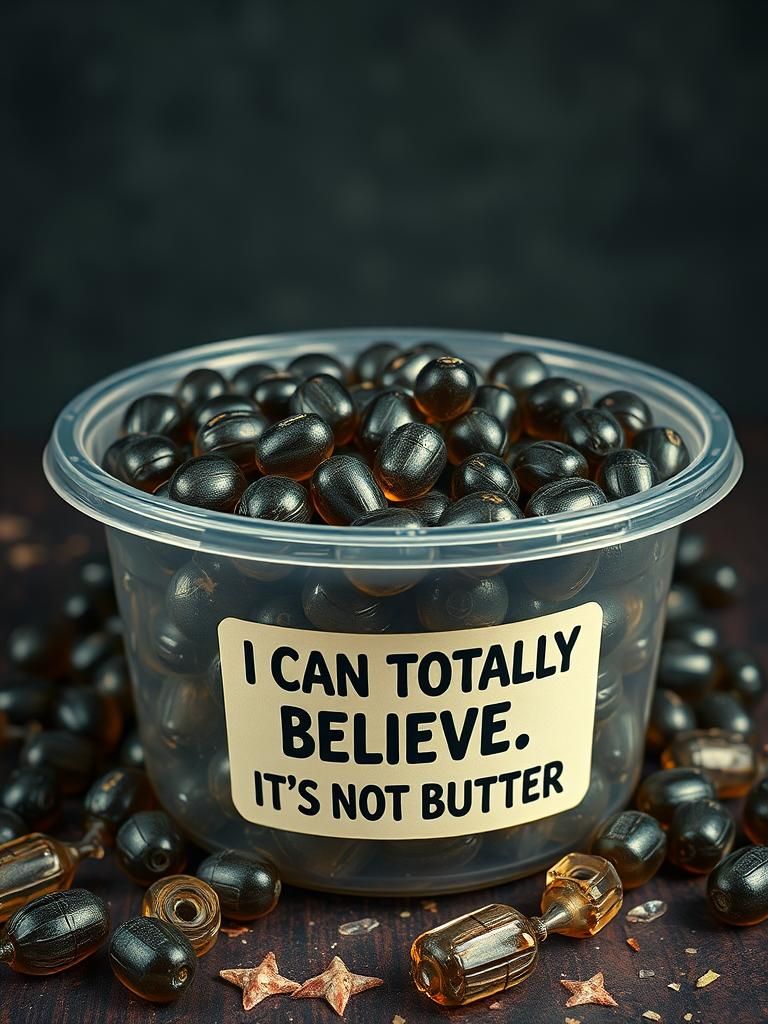 Surreal Fish Eggs in Retro Advertising Style