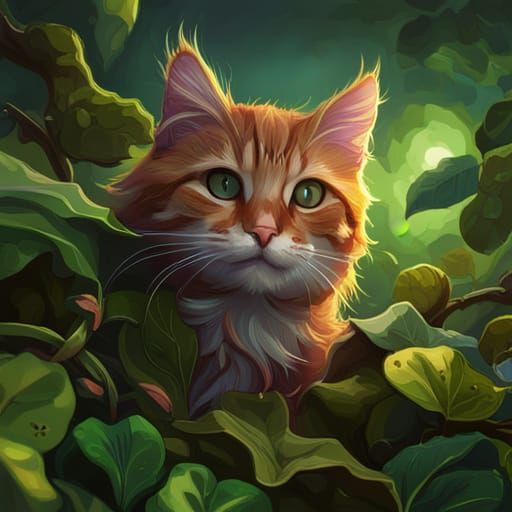 Cat in Vines: Hyperdetailed Concept Art